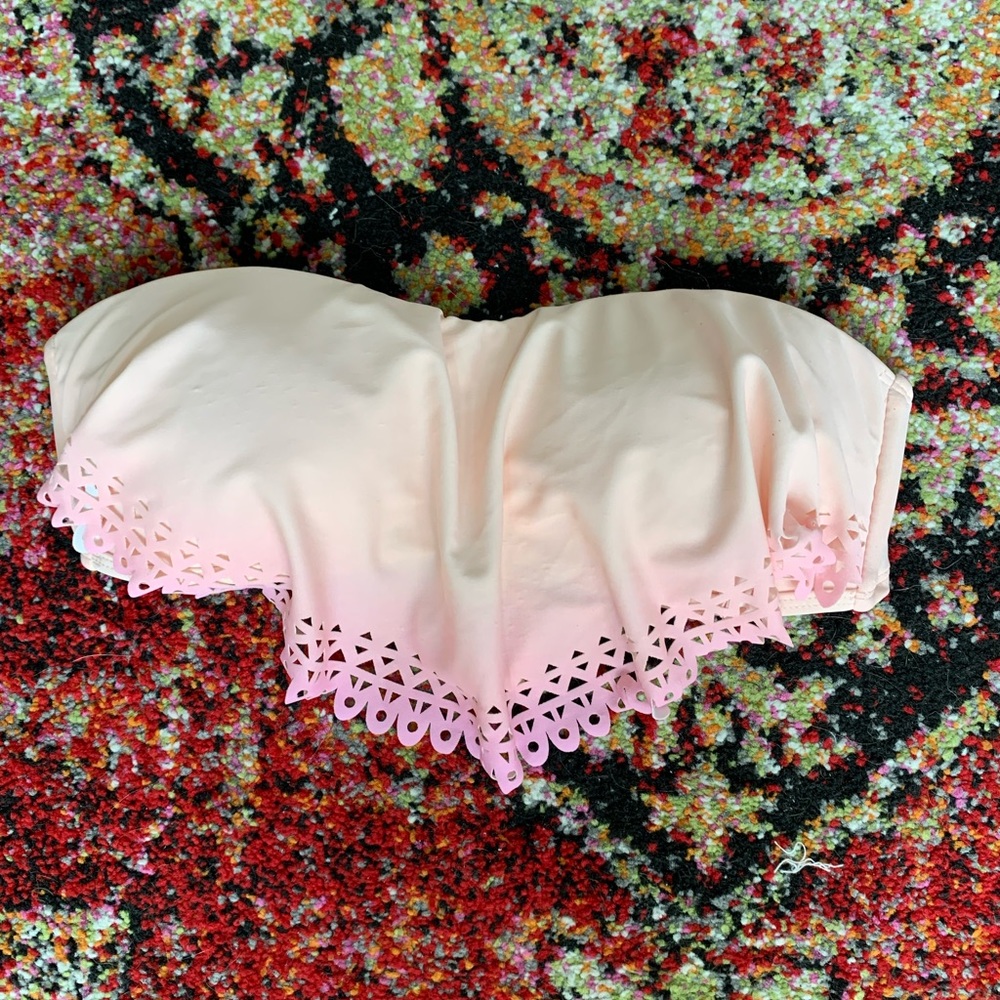 pink ombré strapless bikini top